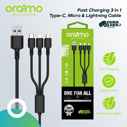 Foto Produk Oraimo Kabel Data 3in1 Fast Charging Data Cable Charger OCD-X92 dari Oraimo_indonesia