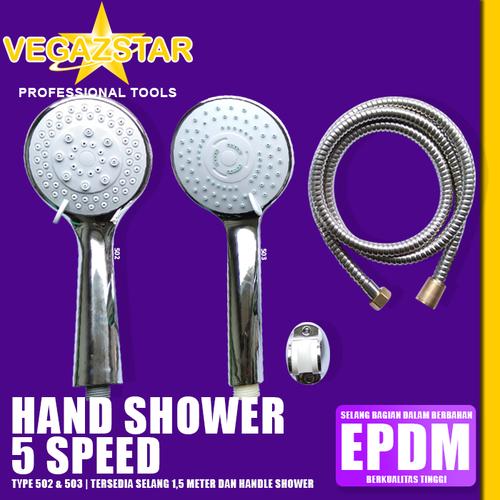 Foto Produk VEGAZSTAR - Hand Shower Kepala Shower Mandi Shower Set 5 Speed dari Vegaz-Tools