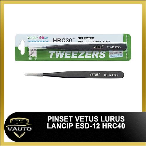 Foto Produk Pinset Vetus Tweezer Lurus Lancip Tool HRC40 ESD-12 Stainless Steel dari vauto