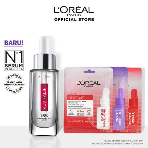 Foto Produk L'Oreal Paris Revitalift 1.5% Hyaluronic Acid Serum+ 3 Pro-Youth Mask dari L'oreal Paris