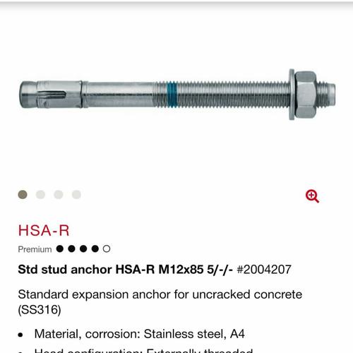 Jual Hilti dynabolt hsar m12 x 85mm sus 316 Jakarta Barat Mr Baut