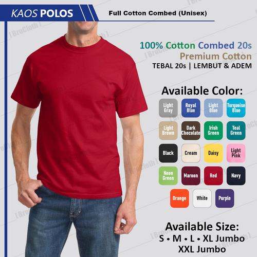 Jual Baju Kaos Polos Warna Full Katun 