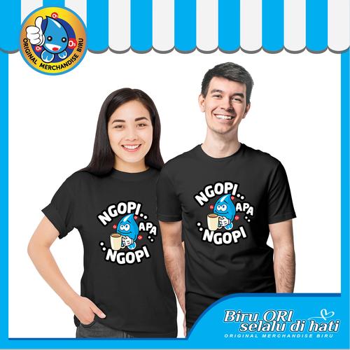 Foto Produk Baju Kaos T-Shirt Atasan Distro Ngopi Fashion Wanita Pria - Biru Ori - Hitam dari Air Minum Biru