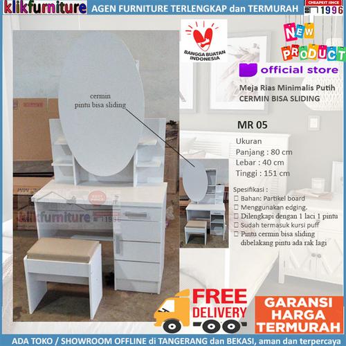 Foto Produk PROMO Meja Rias Putih Minimalis Sliding MR 05 dari klikfurniture