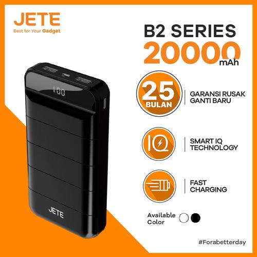 Foto Produk Powerbank JETE B2 20000 mAh Fast Charging & Smart IQ Garansi 25 Bulan - Hitam dari JETE Official Surabaya