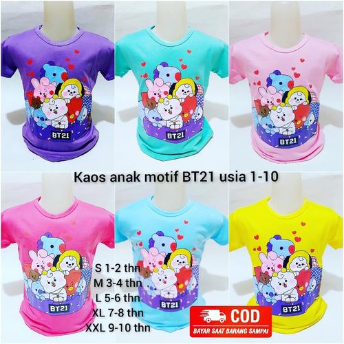 Foto Produk Kaos anak perempuan motif BTs//usia 1-10 tahun - Biru Muda, S dari LS collection11