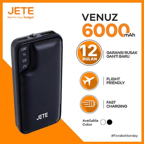 Foto Produk Powerbank JETE VENUS 6000 mAh Fast Charging & Smart IQ Garansi 1 Tahun - Putih dari JETE Official Surabaya