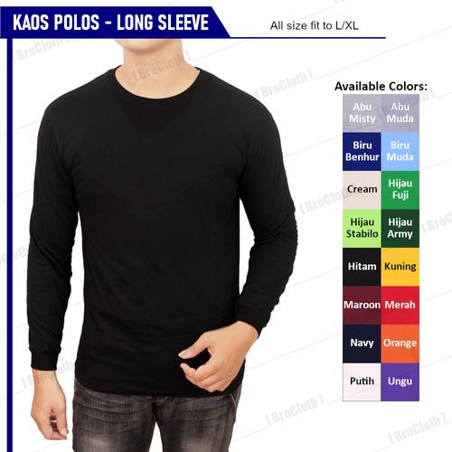 Foto Produk Kaos Polos Murah Lengan Panjang Hitam Grosir Bukan Gildan / Combed - Hitam dari BroCloth