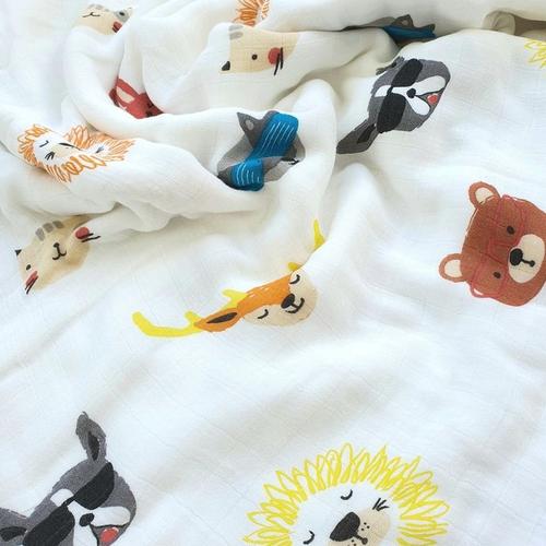 Foto Produk Hoppipollakids Kain Selimut Bamboo Muslin Jumbo Size - Animal Face dari Hoppipollakids