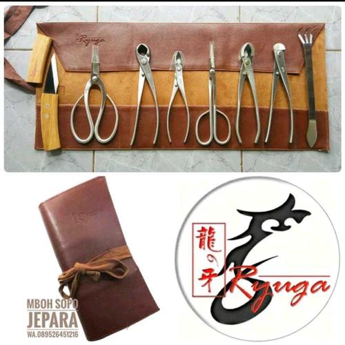 Foto Produk 1 set alat bonsai stenlis plus tas gulung, merk Ryuga dari Mboh Sopo