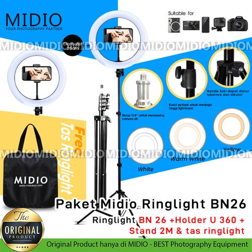 Foto Produk Ring Light BN26 Plus Stand2M Midio Untuk Live Streaming Vlogger dari Midio