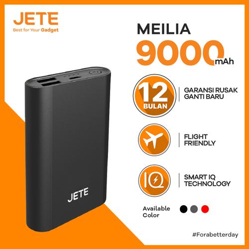 Foto Produk Powerbank JETE MEILIA 9000 mAh Fast Charging Garansi 1 Tahun - Hitam dari JETE Official Surabaya