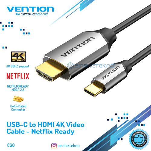 Foto Produk Vention Kabel Usb Type C to Hdmi Netflix HDCP Certified Thunderbolt - CGO, 2m dari SinShe-Tekno