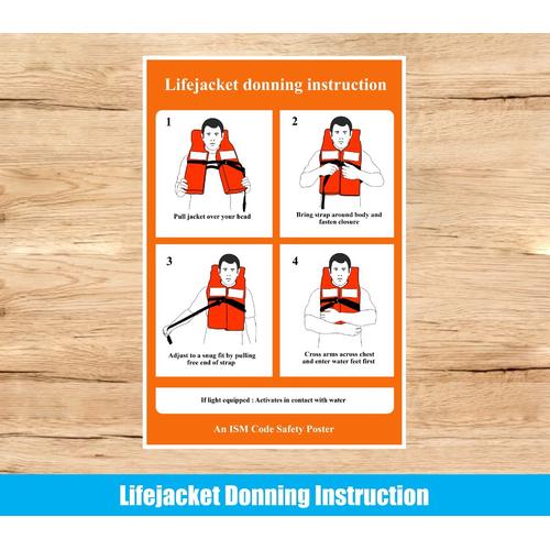 Jual Sticker Poster Imo Lifejacket Donning Instruction safety sign