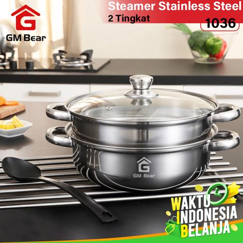 Foto Produk GM Bear Panci Steamer kuat Stainless 1036 - Steamer Kuali dari GM Bear