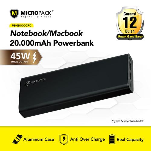 Foto Produk Micropack Power Bank for Laptop Output MAX 45 Watt, 20000mAh, Type C dari Micropack Official Store