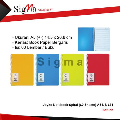 Foto Produk Joyko Notebook Spiral (60 Sheets) A5 NB-661 dari Sigma Stationery