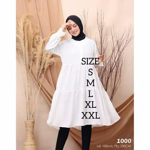 Gambar tunik wanita muslim terbaru hijab 4 warna Atasan paling murah omb12991 - Putih, XL dari OutfitMuslimbdg Kab. Bandung Tokopedia