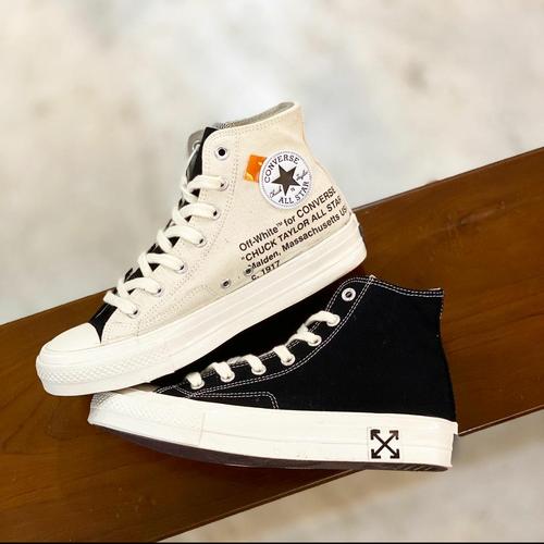 off white black and white converse