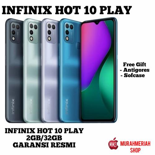 Foto Produk Infinix Hot 10 Play Garansi Resmi - RAM 2GB.32GB, hitamTemperglas dari murahmeriah shop