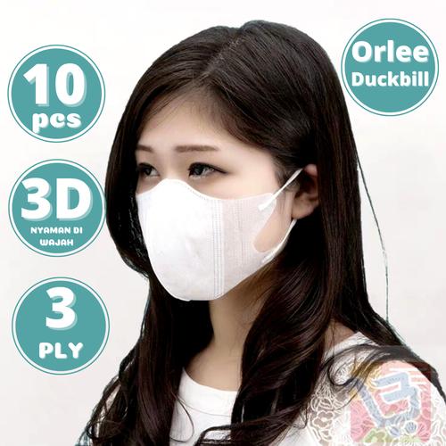 Foto Produk Masker Duckbill 3D Orlee 3 Ply 3Ply Earloop Medis Kemenkes isi 10 pcs - Putih dari lbagstore