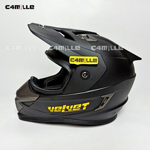 Gambar HELM CROSS SUPER PRO VELVET SOLID BLACK DOFF FULL FACE MURAH SNI dari C4MILLE Store Jakarta Utara Tokopedia