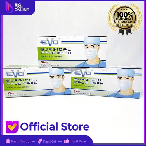 Foto Produk Masker 3Ply Evo PLUSMED, Evo Surgical Mask, Masker Medis Earloop Evo - Putih dari BigOneOnline
