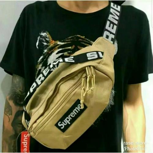 Foto Produk waistbag supreme tas pinggang cewek cowok waist bag supreme - khaki dari dream_shop_99