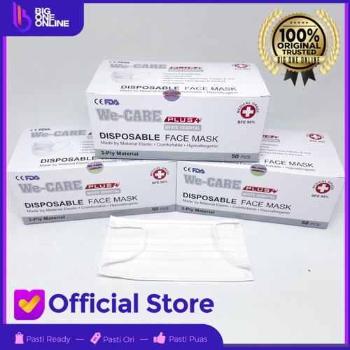 Foto Produk Masker 3Ply PUTIH 50Pcs, Masker PUTIH Earloop Bukan Masker Evo PUTIH dari BigOneOnline