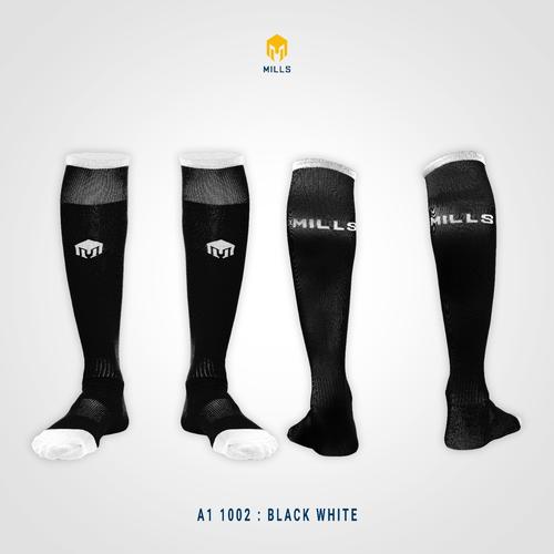 Foto Produk MILLS Kaos Kaki Olahraga Sepakbola Futsal Socks A1 1002 BLACK EDITIONS - BLACK WHITE, S dari MILLS Official