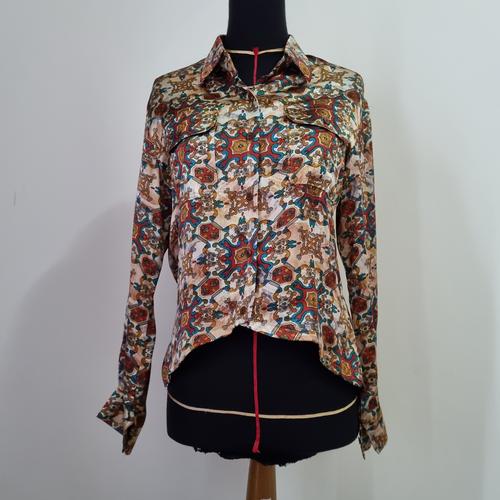 Jual SATIN SILK PATTERN PENGUIN BLOUSE 