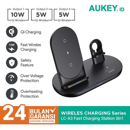 Foto Produk Aukey LC-A3 3-in-1 Wireless Charging Station - 500594 dari AUKEY