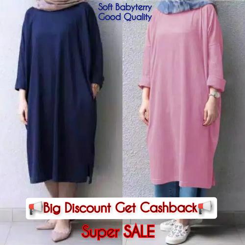 Foto Produk Tunik Kaos BABYTERRY ADEM TUNIK Polos Baju Polos Lengan Panjang Wanita - Army dari Pilo_fashionSHOP