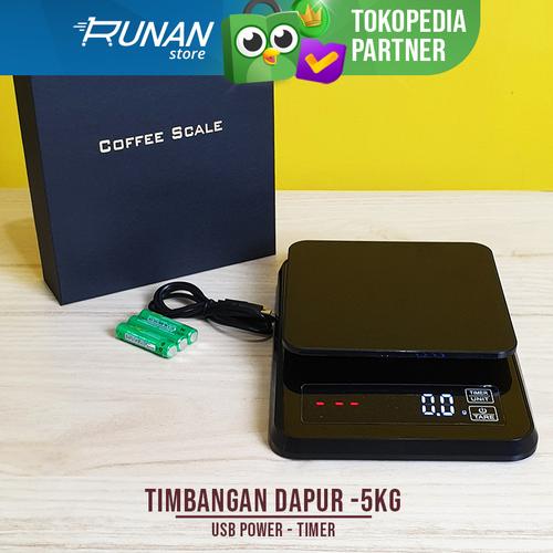 Foto Produk Timbangan Kopi Coffee Scale 5kg Timbangan Dapur Dengan Timer USB Power dari Runan Store