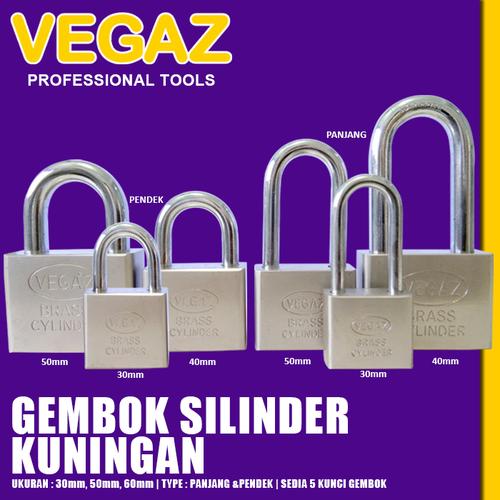 Foto Produk VEGAZ - Gembok Silinder Kuningan Gembok Rumah Pagar Cylinder Kuningan dari Vegaz-Tools