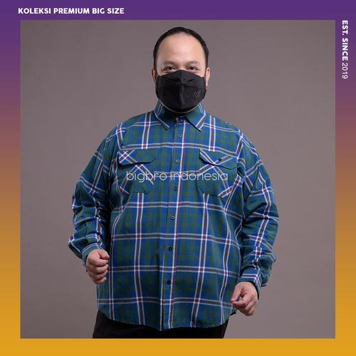 Foto Produk Kemeja Big Size Pria BIG BRO Ukuran Besar Jumbo XXL XXXL Flanel Hijau - 4XL dari BIG BRO Indonesia