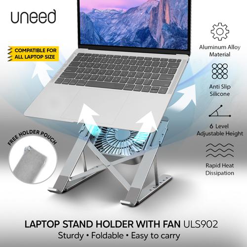 Foto Produk UNEED Laptop Stand Holder with Cooling Fan Aluminium Alloy - ULS902 dari Uneed Indonesia