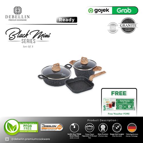 Foto Produk Debellin Premium Cookware Set - Black Mini Series Of 3 Granite dari Debellin Cookware