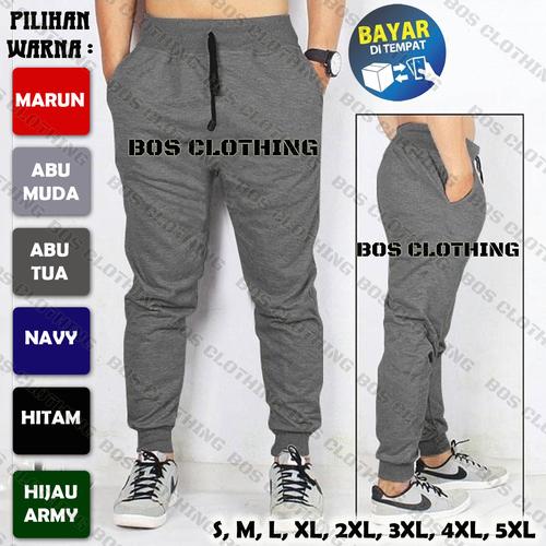 Foto Produk Celana Joger Pria Rib Polos Katun Baby Terry (Standar dan Jumbo) - Abu Tua, M dari AMCollection8888