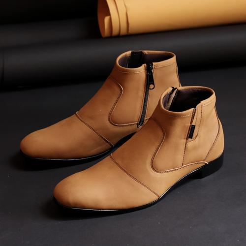 Foto Produk Sepatu Pantofel Kulit Asli Type Boots Resleting Zipper - tan, 39 dari nazwa shoes