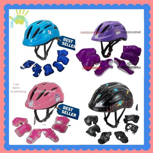 Foto Produk Helm sepeda anak adjustable lengkap deker ungu dari unissouvenir