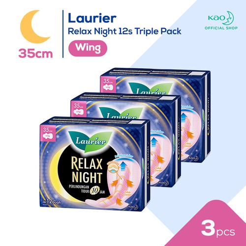 Foto Produk Laurier Relax Night 35 Cm 12S Triple Pack dari KAO Official Store