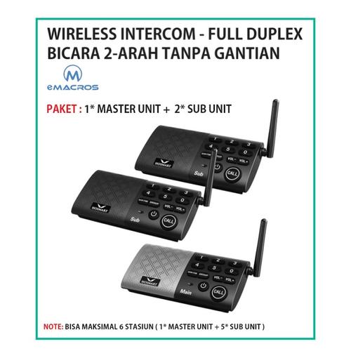 Foto Produk Wireless Intercom Full Duplex Interkom eMACROS MC616MS - PAKET 3 UNIT dari EtalaseBelanja