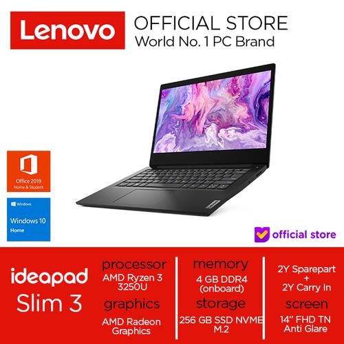 Foto Produk Lenovo IdeaPad Slim 3 Ryzen 3 3250U 4GB 256SSD Win10+OHS - Business Black, 4 gb dari Lenovo Official