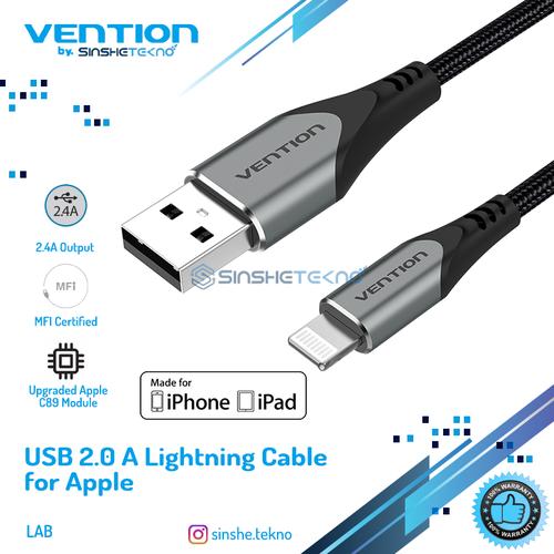 Foto Produk Vention Kabel Data Apple Iphone Lightning MFI Certified Premium Grade - Grey-LAB, 1.5m dari VENTION by SinsheTekno