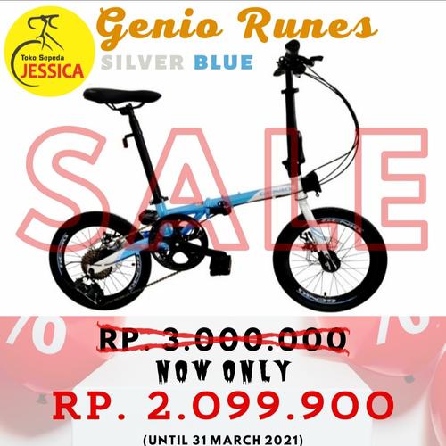 Foto Produk Sepeda Lipat 16 Genio Runes - silver blue, Tidak Dirakit dari Sepeda Jessica