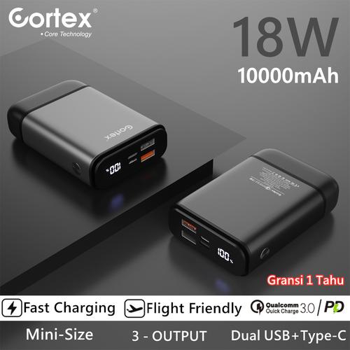 Foto Produk Cortex 10000mAh 18W Super Fast Charging mini Powerbank QC3.0+PD3.0 - Hitam dari CONTEX