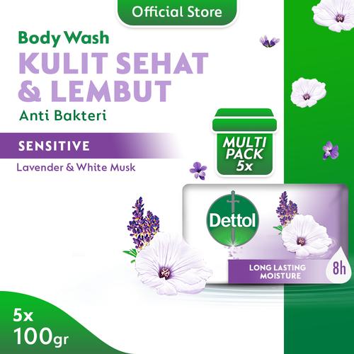Foto Produk Dettol Sabun Batang Sensitive 100gr - Isi 5 - Anti Kuman - Sensitif dari Dettol Official Store