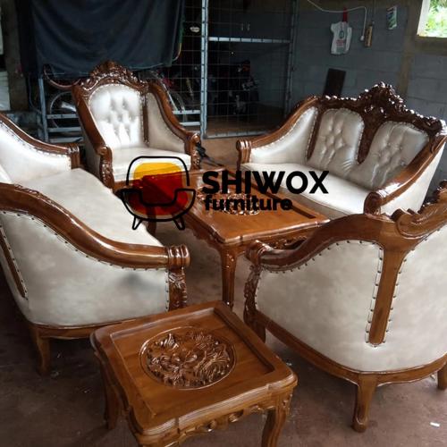 Foto Produk Kursi Ganesha berkwalitas 3211+meja kaca dan meja kecil Bahan kayu jat dari rafa jaya teknik