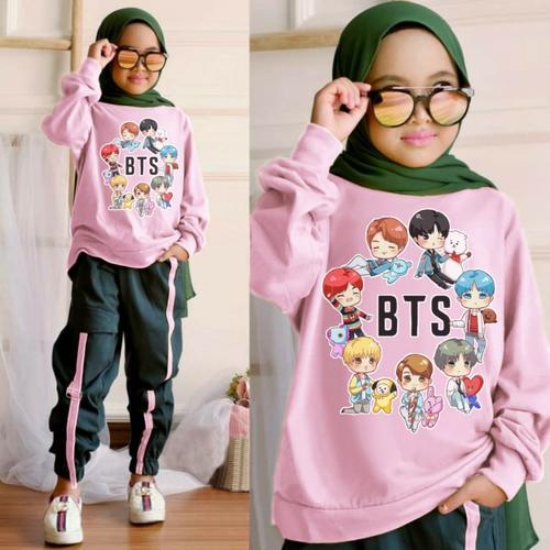 Foto Produk Setelan Celana Training Anak Perempuan BTS/Fashion Anak Perempuan/Baju - pink dari lapickmeupstores